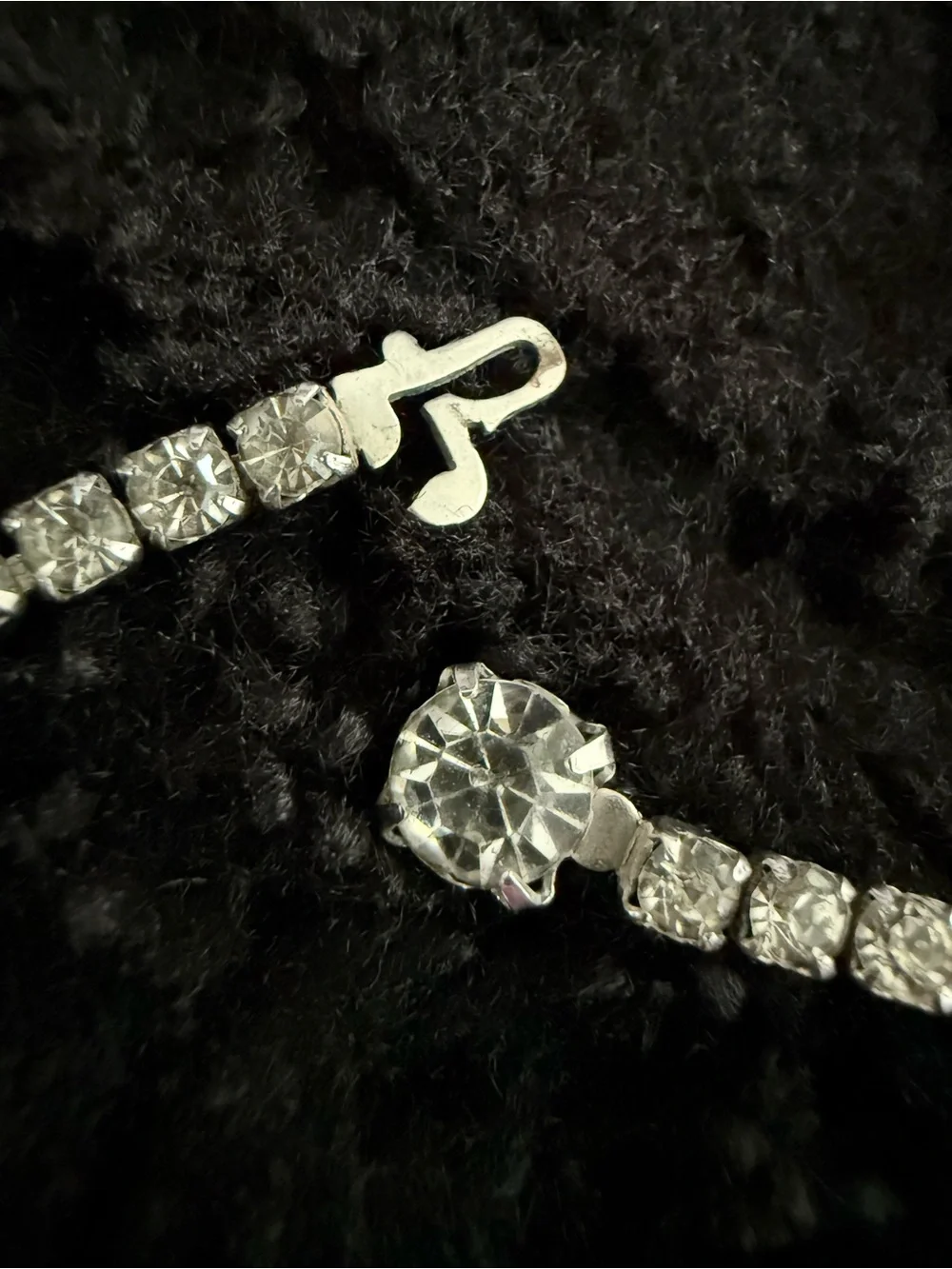 Vintage 1950s Rhinestone Necklace Silver Tone Dangle Fringe Mid Century 16.5”